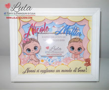 Carica l&#39;immagine nel visualizzatore di Gallery, cornice quadro quadretto nascita 3d personalizzato nome dedica foto portafoto rosa femmina maschio shadow box idea regalo gravidanza neo mamma baby shower nascita neonato battesimo utile originale bello shop online spedizioni Italia Lula Creazioni
