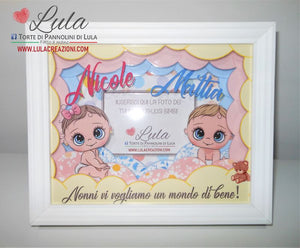 cornice quadro quadretto nascita 3d personalizzato nome dedica foto portafoto rosa femmina maschio shadow box idea regalo gravidanza neo mamma baby shower nascita neonato battesimo utile originale bello shop online spedizioni Italia Lula Creazioni