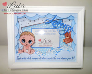 cornice quadro quadretto nascita 3d personalizzato nome dedica foto portafoto rosa femmina maschio shadow box idea regalo gravidanza neo mamma baby shower nascita neonato battesimo utile originale bello shop online spedizioni Italia Lula Creazioni