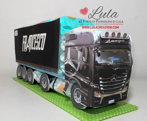 Torta di pannolini Lula Creazioni Pampers baby camionista tir cisterna  autobotte camion idea regalo nascita baby shower battesimo maschio originale