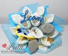 Carica l&#39;immagine nel visualizzatore di Gallery, Torte di Pannolini di Lula Creazioni - Fiori Bouquet idea regalo nascita battesimo baby shower maschio azzurro gravidanza pampers utile bella originale bavaglino shop online spedizioni italia ancona
