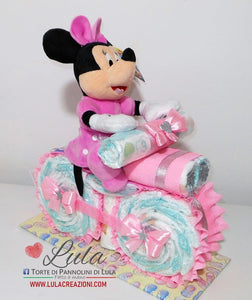 Torte di Pannolini di Lula Creazioni - MOTO piccola + Topolino - azzurro maschio idea regalo gravidanza nascita battesimo baby shower neonato bella utile originale shop online spedizioni italia ancona