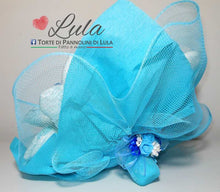 Carica l&#39;immagine nel visualizzatore di Gallery, Torte di Pannolini di Lula Creazioni -  Fiori Bouquet idea regalo nascita battesimo baby shower maschio azzurro gravidanza pampers utile bella originale bavaglino shop online spedizioni italia ancona
