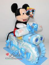 Carica l&#39;immagine nel visualizzatore di Gallery, Torte di Pannolini di Lula Creazioni - MOTO piccola + Topolino - azzurro maschio idea regalo gravidanza nascita battesimo baby shower neonato bella utile originale shop online spedizioni italia ancona
