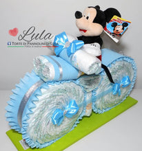 Carica l&#39;immagine nel visualizzatore di Gallery, Torte di pannolini di Lula Creazioni Moto peluche Minnie Topolino Pampers personalizzabile fucsia celeste azzurra maschio femmina rosa idea regalo gravidanza nascita battesimo baby shower neonato bella utile originale shop online spedizioni italia ancona
