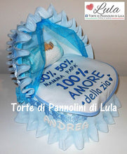 Carica l&#39;immagine nel visualizzatore di Gallery, Torta di pannolini CULLA carrozzina + Bavaglino personalizzato nome dedica - Torte di Pannolini di Lula idea regalo bella utile originale pampers gravidanza nascita baby shower battesimo maschio femmina azzurro celeste rosa blu fucsia. shop online spedizioni italia ancona
