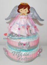 Carica l&#39;immagine nel visualizzatore di Gallery, Torta di pannolini Angioletto grande rosa femmina Lula Creazioni idea regalo gravidanza baby shower nascita battesimo utile bella originale pampers shop online spedizioni italia ancona
