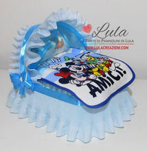 Carica l&#39;immagine nel visualizzatore di Gallery, Torta di pannolini Pampers Lula creazioni culla carrozzina particolare idea regalo nascita battesimo baby shower maschio azzurro utile originale topolino shop online spedizioni italia ancona milano bologna torino
