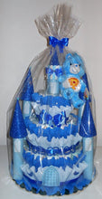 Carica l&#39;immagine nel visualizzatore di Gallery, Torta di Pannolini CASTELLO Prestige - Lula Creazioni - azzurro celeste blu maschio principe + peluche idea regalo nascita gravidanza battesimo baby shower utile originale bello shop online spedizioni Italia ancona
