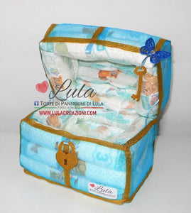 Torta di pannolini SCRIGNO + Prodotti igiene - Lula Creazioni- rosa azzurro femmina maschio + prodotti igiene + regali Topolino idea regalo gravidanza nascita battesimo baby shower neonato bella utile originale shop online spedizioni italia ancona