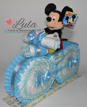 Carica l&#39;immagine nel visualizzatore di Gallery, Torte di pannolini di Lula Creazioni Moto peluche Minnie Topolino Pampers personalizzabile fucsia celeste azzurra maschio femmina rosa idea regalo gravidanza nascita battesimo baby shower neonato bella utile originale shop online spedizioni italia ancona
