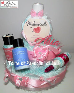 Torta di Pannolini di Lula Creazioni - Profumo smalto originale - femmina rosa idea regalo gravidanza nascita battesimo baby shower neonato bella utile originale shop online spedizioni italia ancona