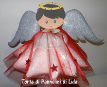 Carica l&#39;immagine nel visualizzatore di Gallery, Torta di pannolini ANGIOLETTO - Torte di Pannolini di Lula idea regalo pampers nascita battesimo baby shower bebè bimbo maschio femmina utile particolare economico rosso Natale spedizioni italia shop online ancona milano roma
