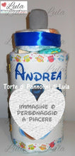 Carica l&#39;immagine nel visualizzatore di Gallery, Torta di pannolini BIBERON Grande + bavaglino Personalizzato Lula Creazioni immagine dedica nome maschio azzurro idea regalo utile originale nascita battesimo baby shower natale shop online spedizioni italia ancona milano torino
