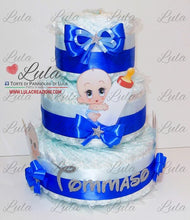 Carica l&#39;immagine nel visualizzatore di Gallery, Torta di pannolini CARTOONS a 3 Piani - Torte di Pannolini di Lula Minnie Topolino Pampers personalizzabile fucsia celeste azzurra maschio femmina rosa verde idea regalo gravidanza nascita battesimo baby shower neonato bella utile originale shop online spedizioni italia ancona personalizzabile Topolino
