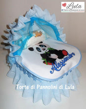 Carica l&#39;immagine nel visualizzatore di Gallery, Torta di pannolini CULLA carrozzina + Bavaglino personalizzato nome dedica - Torte di Pannolini di Lula idea regalo bella utile originale pampers gravidanza nascita baby shower battesimo maschio femmina azzurro celeste rosa blu fucsia. shop online spedizioni italia ancona
