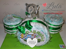 Carica l&#39;immagine nel visualizzatore di Gallery, torta di pannolini pampers lula creazioni idea regalo utile originale particolare bella nascita battesimo baby shower bimbo bimba maschio femmina rosa verde azzurro shop online spedizioni italia ancona milano torino
