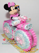 Carica l&#39;immagine nel visualizzatore di Gallery, Torte di pannolini di Lula Creazioni Moto peluche Minnie Topolino Pampers personalizzabile fucsia celeste azzurra maschio femmina rosa idea regalo gravidanza nascita battesimo baby shower neonato bella utile originale shop online spedizioni italia ancona
