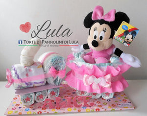 Torta di pannolini Pampers Treno Lula Creazioni peluche Minnie trenino rosa femmina idea regalo nascita battesimo baby shower originale utile gravidanza neonato bella shop online spedizioni italia ancona