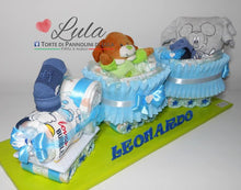 Carica l&#39;immagine nel visualizzatore di Gallery, Torta di pannolini Pampers Treno Lula Creazioni peluche trenino Topolino azzurro maschio idea regalo nascita battesimo baby shower originale utile idea regalo gravidanza nascita battesimo baby shower neonato bella utile originale shop online spedizioni italia ancona
