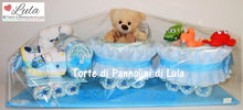 Carica l&#39;immagine nel visualizzatore di Gallery, Torta di pannolini Pampers Treno Lula Creazioni peluche trenino azzurro maschio idea regalo nascita battesimo baby shower originale utile idea regalo gravidanza nascita battesimo baby shower neonato bella utile originale shop online spedizioni italia ancona
