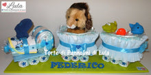 Carica l&#39;immagine nel visualizzatore di Gallery, Torta di pannolini Pampers Treno Lula Creazioni peluche trenino azzurro maschio idea regalo nascita battesimo baby shower originale utile leone idea regalo gravidanza nascita battesimo baby shower neonato bella utile originale shop online spedizioni italia ancona
