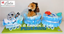 Carica l&#39;immagine nel visualizzatore di Gallery, Torta di pannolini Pampers Treno Lula Creazioni peluche trenino azzurro maschio idea regalo nascita battesimo baby shower originale utile leone idea regalo gravidanza nascita battesimo baby shower neonato bella utile originale shop online spedizioni italia ancona
