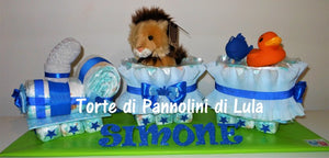 Torta di pannolini Pampers Treno Lula Creazioni peluche trenino leone azzurro maschio idea regalo nascita battesimo baby shower originale utile idea regalo gravidanza nascita battesimo baby shower neonato bella utile originale shop online spedizioni italia ancona