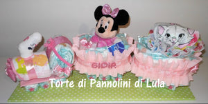 Torta di pannolini Pampers Treno Lula Creazioni peluche trenino rosa femmina Minnie idea regalo nascita battesimo baby shower originale utile idea regalo gravidanza nascita battesimo baby shower neonato bella utile originale shop online spedizioni italia ancona