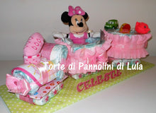 Carica l&#39;immagine nel visualizzatore di Gallery, Torta di pannolini Pampers Treno Lula Creazioni peluche trenino rosa femmina Minnie idea regalo nascita battesimo baby shower originale utile idea regalo gravidanza nascita battesimo baby shower neonato bella utile originale shop online spedizioni italia ancona
