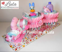 Carica l&#39;immagine nel visualizzatore di Gallery, Torta di pannolini Pampers Treno Lula Creazioni peluche trenino rosa femmina Paperina idea regalo nascita battesimo baby shower originale utile idea regalo gravidanza nascita battesimo baby shower neonato bella utile originale shop online spedizioni italia ancona
