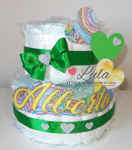 Torte di Pannolini di Lula Creazioni - igiene Sicurezza Qualità - Pampers cuori cuore personalizzabile fucsia celeste azzurra maschio femmina idea regalo gravidanza nascita battesimo baby shower neonato bella utile originale shop online spedizioni italia ancona personalizzabile