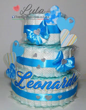 Carica l&#39;immagine nel visualizzatore di Gallery, Torte di Pannolini di Lula Creazioni - igiene Sicurezza Qualità - Pampers cuori cuore personalizzabile fucsia celeste azzurra maschio femmina idea regalo gravidanza nascita battesimo baby shower neonato bella utile originale shop online spedizioni italia ancona personalizzabile
