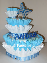 Carica l&#39;immagine nel visualizzatore di Gallery, Torte di Pannolini di Lula Creazioni - igiene Sicurezza Qualità - Pampers personalizzabile fucsia celeste azzurra maschio femmina idea regalo gravidanza nascita battesimo baby shower neonato bella utile originale shop online spedizioni italia ancona personalizzabile
