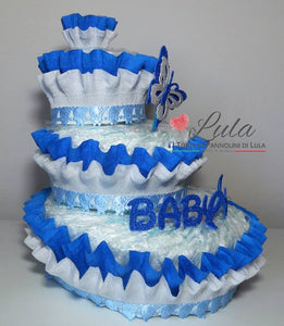 Torte di Pannolini di Lula Creazioni - igiene Sicurezza Qualità - Pampers farfalla personalizzabile fucsia celeste azzurra maschio femmina idea regalo gravidanza nascita battesimo baby shower neonato bella utile originale shop online spedizioni italia ancona personalizzabile