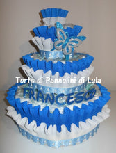 Carica l&#39;immagine nel visualizzatore di Gallery, Torte di Pannolini di Lula Creazioni - igiene Sicurezza Qualità - Pampers farfalla personalizzabile fucsia celeste azzurra maschio femmina idea regalo gravidanza nascita battesimo baby shower neonato bella utile originale shop online spedizioni italia ancona personalizzabile
