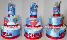 Carica l&#39;immagine nel visualizzatore di Gallery, Torta di pannolini SUPEREROI 3 Piani - Torte di Pannolini di Lula supereroi batman spiderman uomo ragno hulk flash personalizzabile fucsia celeste azzurra maschio femmina idea regalo gravidanza nascita battesimo baby shower neonato bella utile originale shop online spedizioni italia ancona personalizzabile
