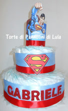 Carica l&#39;immagine nel visualizzatore di Gallery, Torta di pannolini SUPEREROI 3 Piani - Torte di Pannolini di Lula supereroi batman spiderman uomo ragno hulk flash personalizzabile fucsia celeste azzurra maschio femmina idea regalo gravidanza nascita battesimo baby shower neonato bella utile originale shop online spedizioni italia ancona personalizzabile
