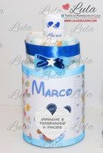 Carica l&#39;immagine nel visualizzatore di Gallery, Torta di pannolini pampers biberon topolino calzini personalizzati nome idea regalo nascita battesimo baby shower maschio azzurro particolare utile shop online spedizioni italia milano torino ancona roma
