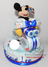 Carica l&#39;immagine nel visualizzatore di Gallery, Torta di pannolini pampers lula creazioni moto bicicletta peluche topolino azzurro maschio bimbo bambino idea regalo nascita battesimo baby shower utile originale particolare shop online spedizioni italia ancona roma milano torino
