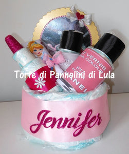 Torte di Pannolini Lula Creazioni  Composizione particolare bella idea regalo nascita battesimo femmina rosa elegante trousse smalto bavaglino personalizzato gravidanza neonato bella shop online spedizioni italia ancona