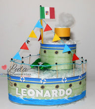 Carica l&#39;immagine nel visualizzatore di Gallery, Torte di Pannolini di Lula Creazioni -  Barca nave estate mare idea regalo nascita battesimo baby shower originale maschio verde azzurro gravidanza pampers utile bella originale bavaglino shop online spedizioni italia ancona
