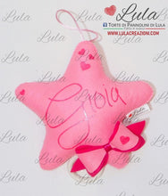 Carica l&#39;immagine nel visualizzatore di Gallery, Torte di Pannolini di Lula Creazioni - Carillon STELLA con Fiocco personalizzato nome - hand made - Stella femmina rosa fiocco
