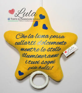 Torte di Pannolini di Lula Creazioni - Carillon personalizzabile nome dedica- hand made - Stella maschio giallo blu azzurro