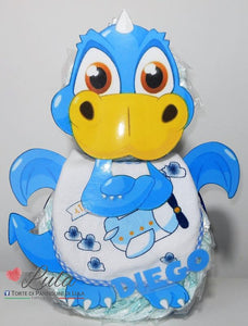 Torte di Pannolini di Lula Creazioni -  Drago dinosauro idea regalo nascita battesimo baby shower originale maschio femmina idea regalo nascita gravidanza battesimo baby shower neonato bella utile originale pampers shop online spedizioni italia ancona