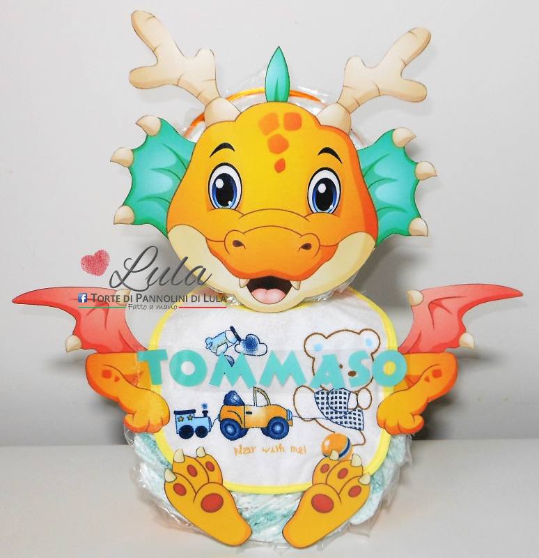 Torte di Pannolini di Lula Creazioni - Drago dinosauro idea regalo nascita battesimo baby shower originale maschio femmina idea regalo nascita gravidanza battesimo baby shower neonato bella utile originale pampers shop online spedizioni italia ancona