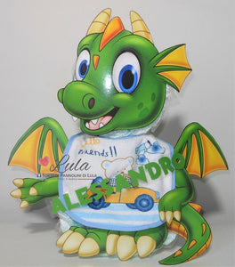 Torte di Pannolini di Lula Creazioni -  Drago dinosauro idea regalo nascita battesimo baby shower originale maschio femmina idea regalo nascita gravidanza battesimo baby shower neonato bella utile originale pampers shop online spedizioni italia ancona