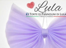 Carica l&#39;immagine nel visualizzatore di Gallery, Fiocco nascita bimba femmina lilla rosa minnie cuore tulle personalizzato economico personalizzato fatto a mano nome dedica nascita shop online spedizioni italia ancona milano
