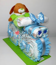 Carica l&#39;immagine nel visualizzatore di Gallery, Torte di Pannolini di Lula Creazioni - MOTO piccola + Peluche - azzurro maschioTorte di Pannolini di Lula Creazioni - MOTO piccola + Peluche - azzurro maschio femmina rosa idea regalo gravidanza nascita battesimo baby shower neonato bella utile originale shop online spedizioni italia ancona
