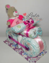 Carica l&#39;immagine nel visualizzatore di Gallery, Torte di Pannolini di Lula Creazioni - MOTO piccola + Peluche - rosa femmina Torte di pannolini di Lula Creazioni Moto peluche Minnie Topolino Pampers personalizzabile fucsia celeste azzurra maschio femmina rosa idea regalo gravidanza nascita battesimo baby shower neonato bella utile originale shop online spedizioni italia ancona
